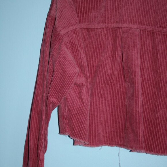 Forever 21 Cropped Women's Wide Rail Corduroy 100% Cottom Frayed Hem Size M - Picture 9 of 14